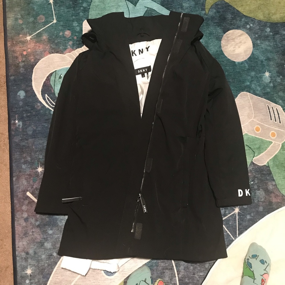 DKNY Womens Black and White 3-in-1 Hooded Jacket